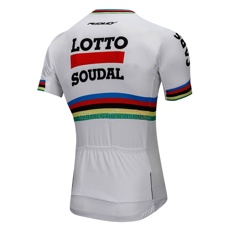 Abbigliamento Ciclismo Uci Mondo Campione Lotto Soudal Manica Corta 2018 Bianco